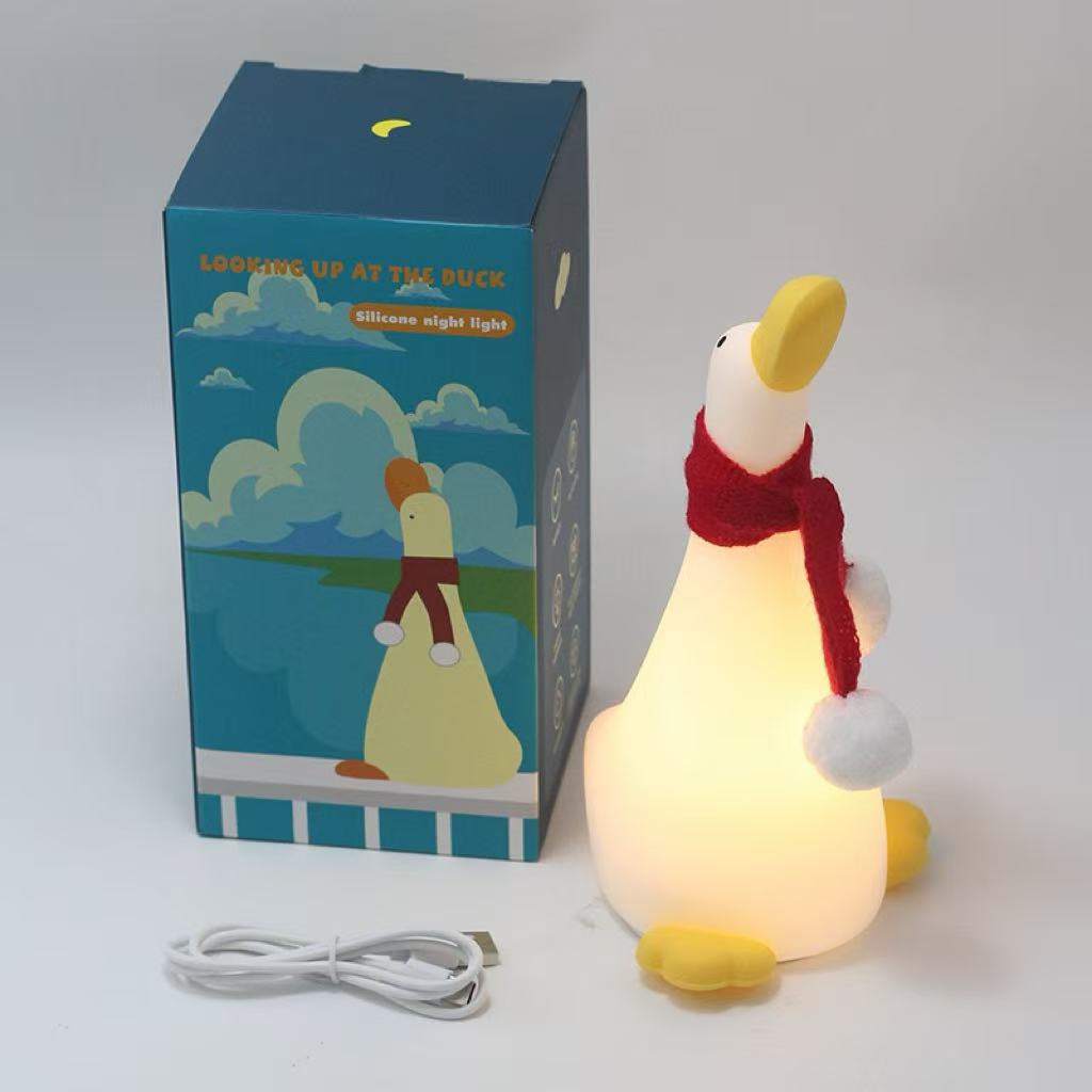New Style Upward-Looking Duck Eye-Protecting LED Silicone Night Light, Bedside Lamp for Bedroom, Child's Sleep Companion Gif