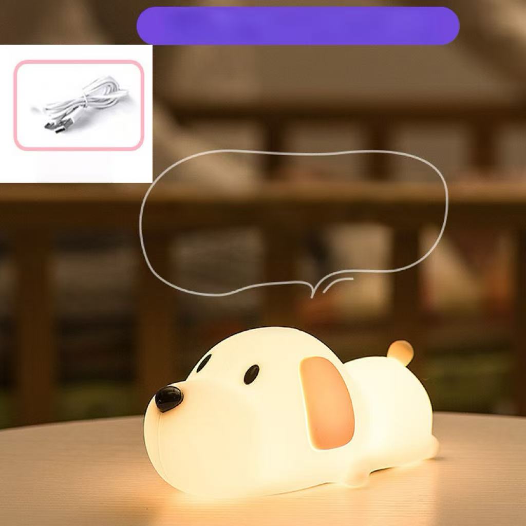 HAPPYBAG Kids Night Light,Cute Soft Silicone Dog Lamp Dimmable Nursery Portable Puppy Kawaii Lamps,Bedside Lamp for Baby and Toddler,Boy Girls