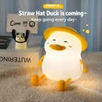 little duck ambient night light, bedroom bedside soft light silicone lamp, cute chubby duck patting lamp.