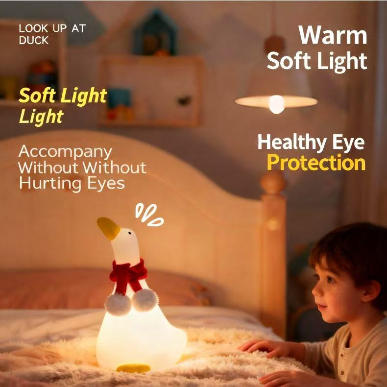 New Style Upward-Looking Duck Eye-Protecting LED Silicone Night Light, Bedside Lamp for Bedroom, Child's Sleep Companion Gif