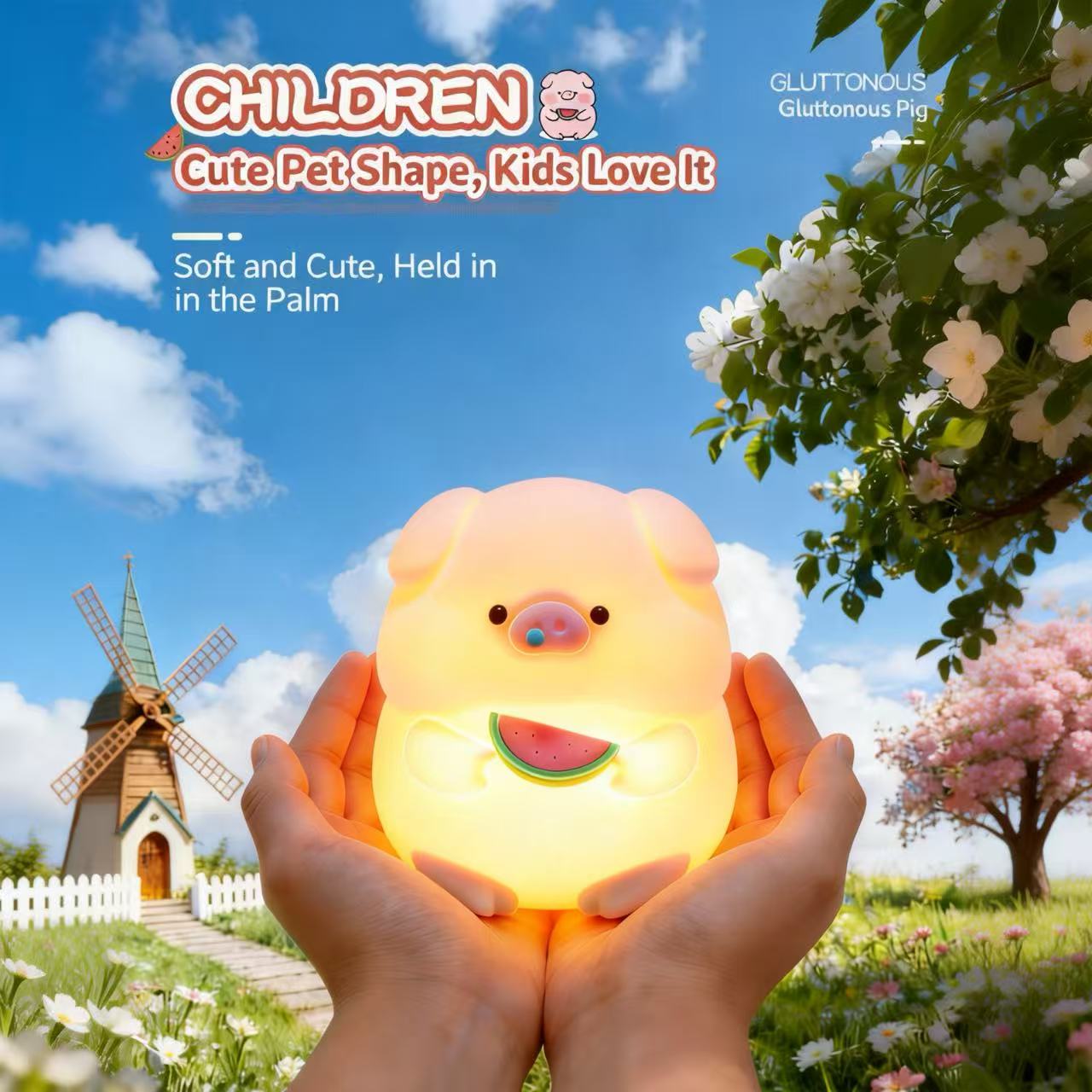 Greedy Pig Night Light, Bedside Sleep Light, Colorful Silicone Slap Light, Cute Children's Gift