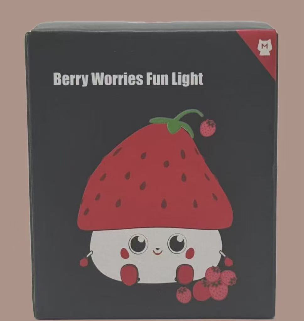 Strawberry Night Light, Cute Fruit Night Lamp for Kids Bedroom USB Rechargeable Lamps 2 Brightness Levels, Nursery Bedside Delay-Off Nightlight for Baby Toddler Boys Girls Birthday Christmas