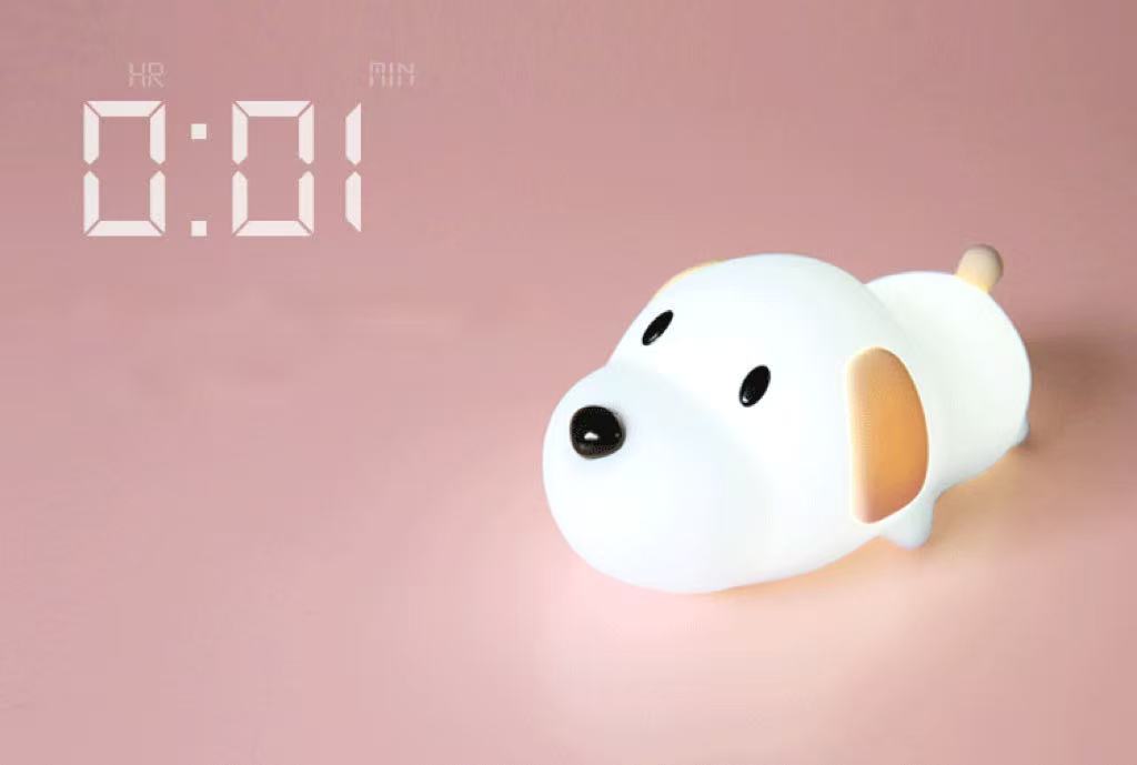 HAPPYBAG Kids Night Light,Cute Soft Silicone Dog Lamp Dimmable Nursery Portable Puppy Kawaii Lamps,Bedside Lamp for Baby and Toddler,Boy Girls
