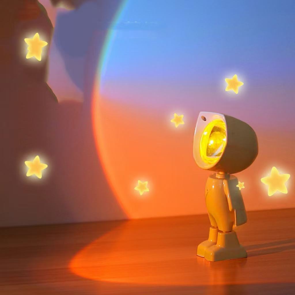 Astronaut Sunset Projection Lamp – Multi-Color Ambient Light for Modern Home Décor