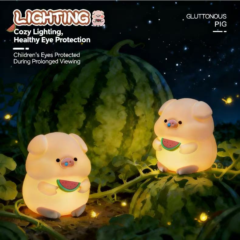 Greedy Pig Night Light, Bedside Sleep Light, Colorful Silicone Slap Light, Cute Children's Gift