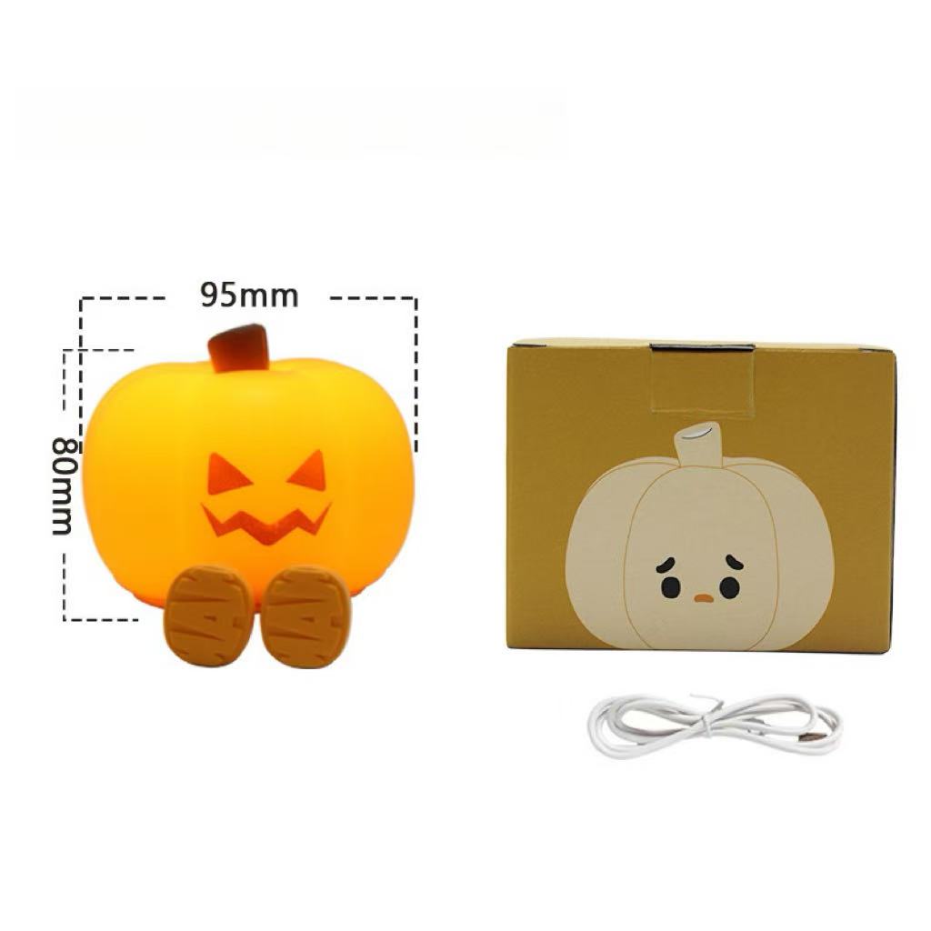 Halloween Silicone Pumpkin Night Light, Halloween Bedside Cartoon Atmosphere Light, Soft Light Sleep Eye-Friendly Night Light
