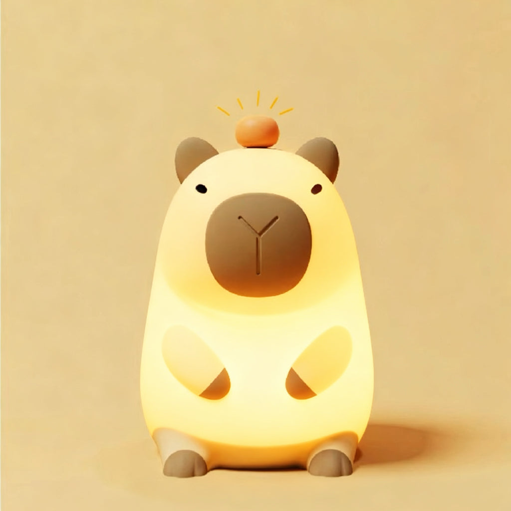 UNEEDE Cute Capybara Night Light, Novelty Animal Silicone Nursery Night Light Rechargeable Table Bedside Lamp with Touch Sensor for Bedroom Living Room Squishy Capybara Stuff Boys Girls Gifts