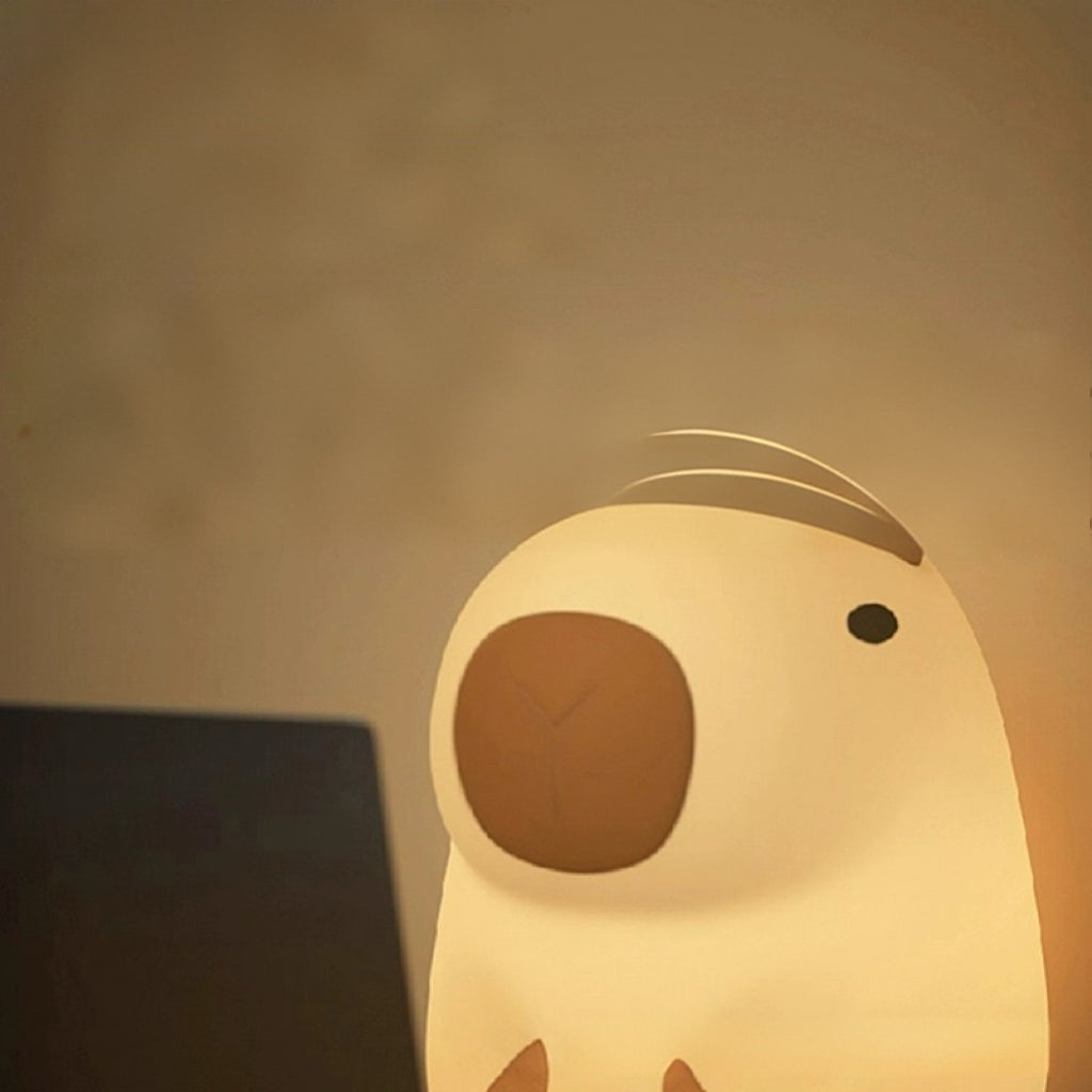 UNEEDE Cute Capybara Night Light, Novelty Animal Silicone Nursery Night Light Rechargeable Table Bedside Lamp with Touch Sensor for Bedroom Living Room Squishy Capybara Stuff Boys Girls Gifts
