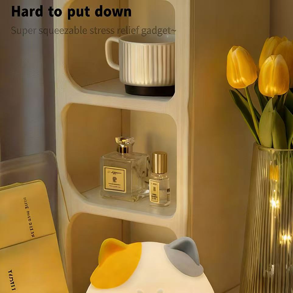 Greedy Cat Slapping Lamp Silicone Seven-Color Night Light Bedside Bedroom Companion Table Lamp Birthday Gift Cross-border Purchase