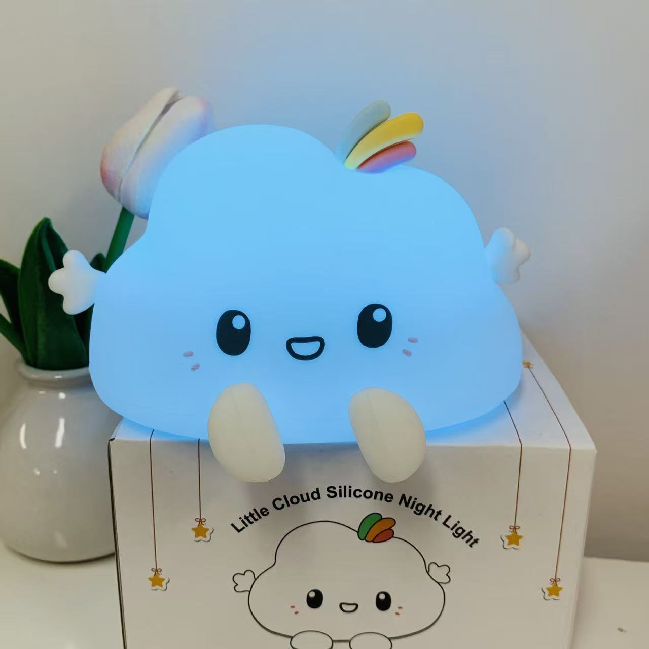 Cute Cloud Night Light Cartoon Children's Night Light Birthday Gift Bedside Lamp Cross-border Hot Selling Ambient Light for Bedroom