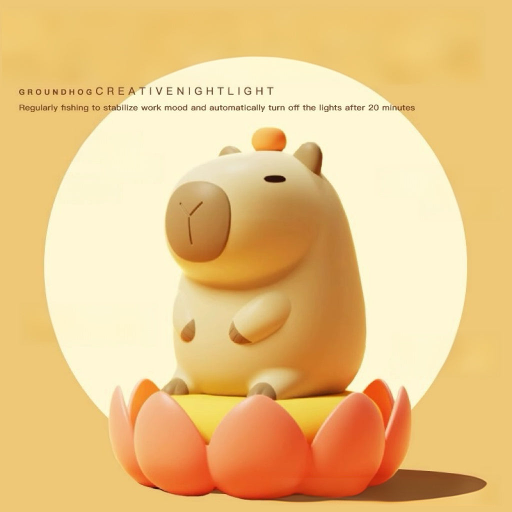 UNEEDE Cute Capybara Night Light, Novelty Animal Silicone Nursery Night Light Rechargeable Table Bedside Lamp with Touch Sensor for Bedroom Living Room Squishy Capybara Stuff Boys Girls Gifts