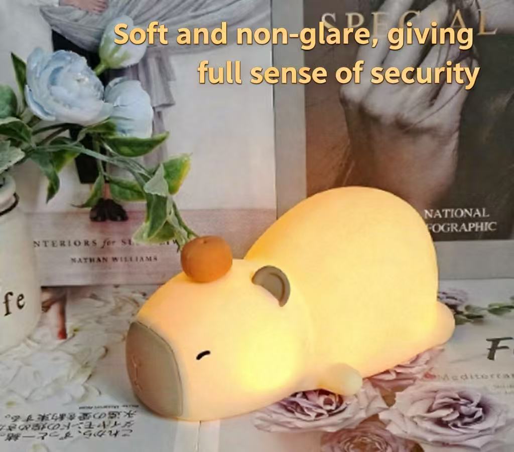 Cross-border Papa Kapibala silicone bedroom sleep bedside lamp, ambient desktop ornament, night light