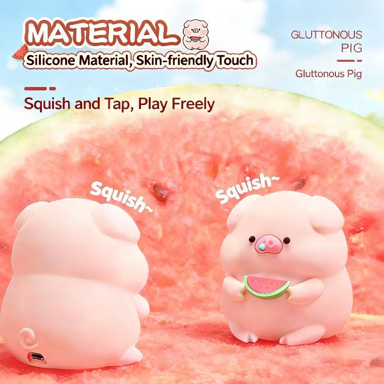 Greedy Pig Night Light, Bedside Sleep Light, Colorful Silicone Slap Light, Cute Children's Gift