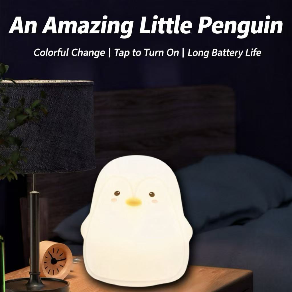 LOVERUIS Baby Night Lights Pudgy Penguins 7 Colors Night Light for Baby Nursery 3 Hours Timer Cute Night Light Gift Kid Penguin