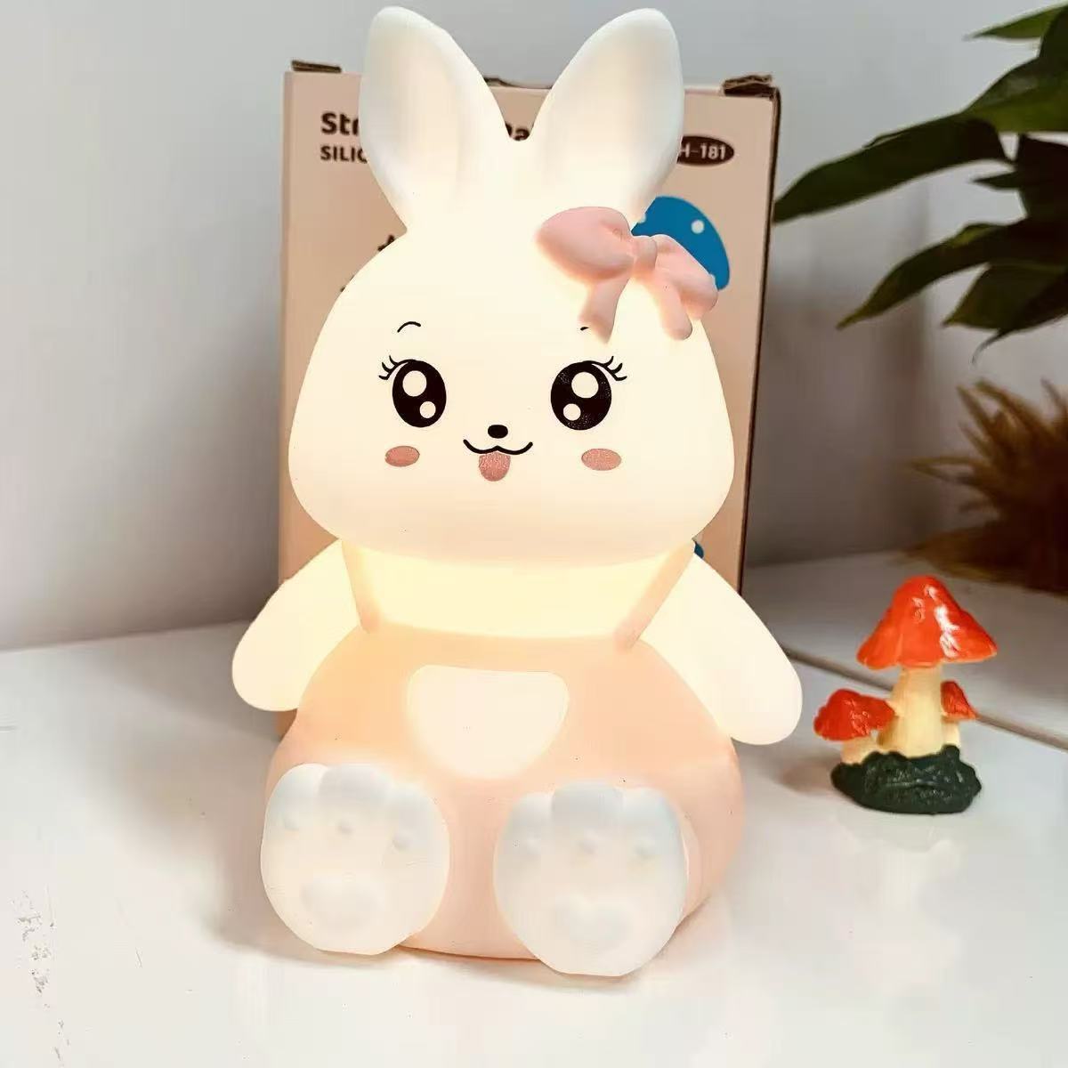 Night Light for Kids Bunny Lamp, Cute Easter Gifts for Girls,Rechargeable Baby Nursery Nightlight for Bedroom, Animal Silicone Kids Lamp Kawaii Room Decor