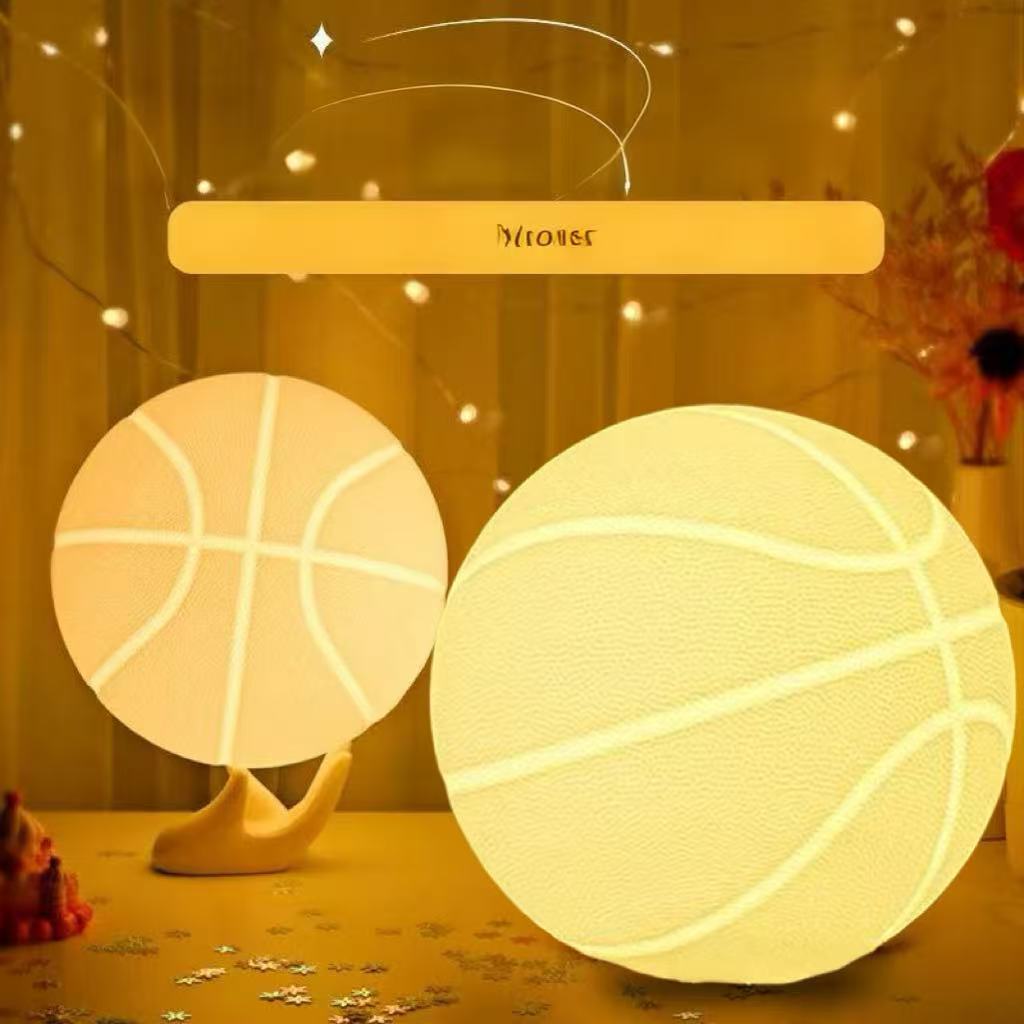 Basketball-themed bedside lamp, small night light for bedroom, baby sleep lamp, warm light, colorful light, ambient night light.