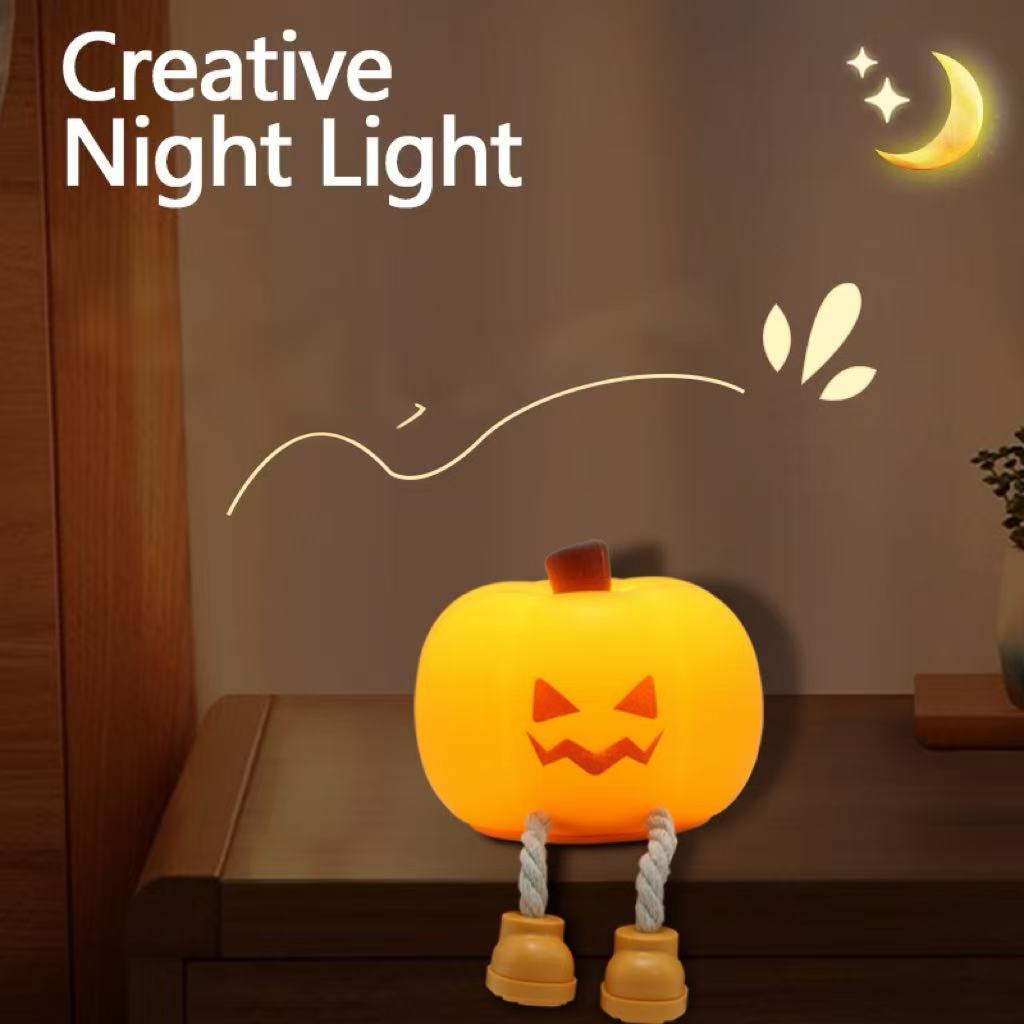 Halloween Silicone Pumpkin Night Light, Halloween Bedside Cartoon Atmosphere Light, Soft Light Sleep Eye-Friendly Night Light