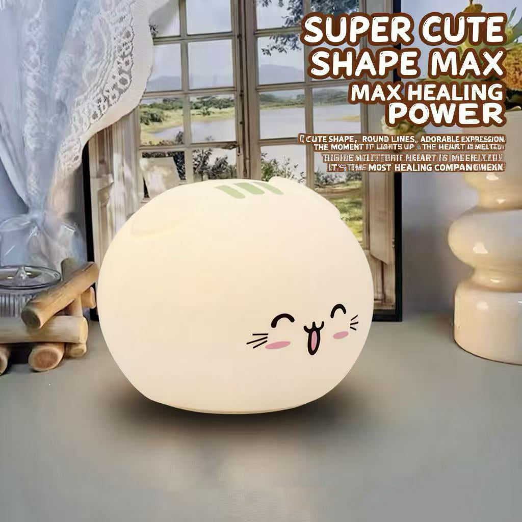 Magic Cat Silicone Seven-Color Patting Lamp, Rechargeable and Plug-in Dual-Use Night Light for Children's Bedroom Bedside Ambient Light