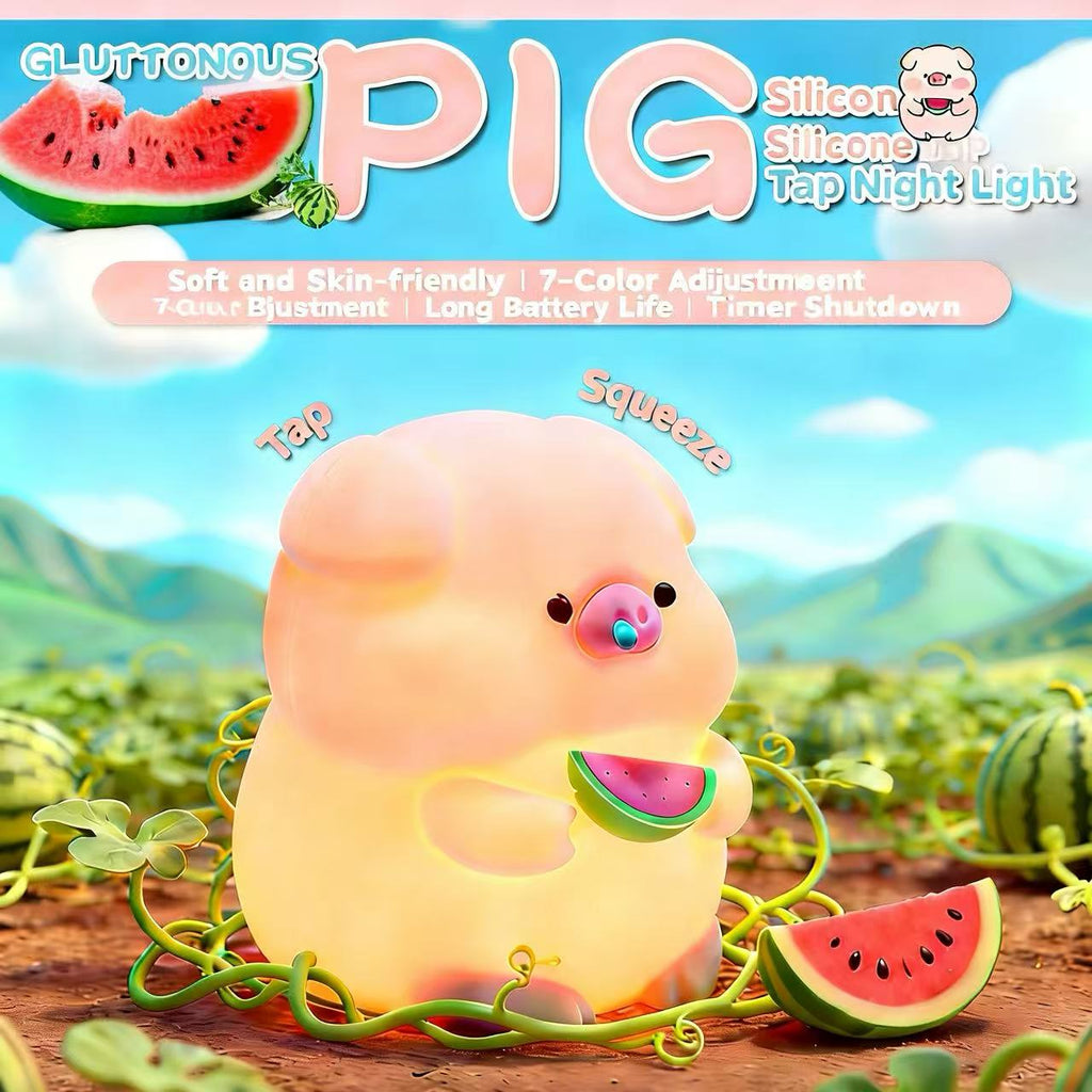 Greedy Pig Night Light, Bedside Sleep Light, Colorful Silicone Slap Light, Cute Children's Gift
