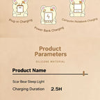 Scar Bear Silicone Night Light for Bedroom, Nighttime Atmosphere, Bedside, Breastfeeding Companion, Sleep Aid, Patting Light