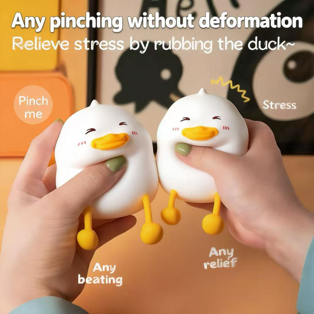 Cross-border e-commerce hot-selling little duck ambient night light, bedroom bedside soft light silicone lamp, cute chubby duck patting lamp.