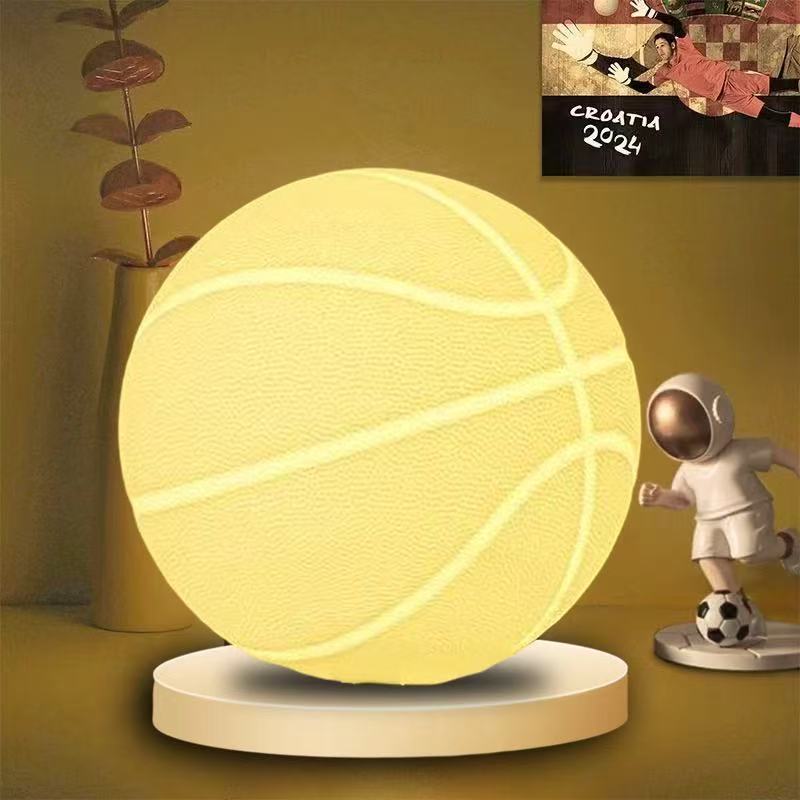 Basketball-themed bedside lamp, small night light for bedroom, baby sleep lamp, warm light, colorful light, ambient night light.