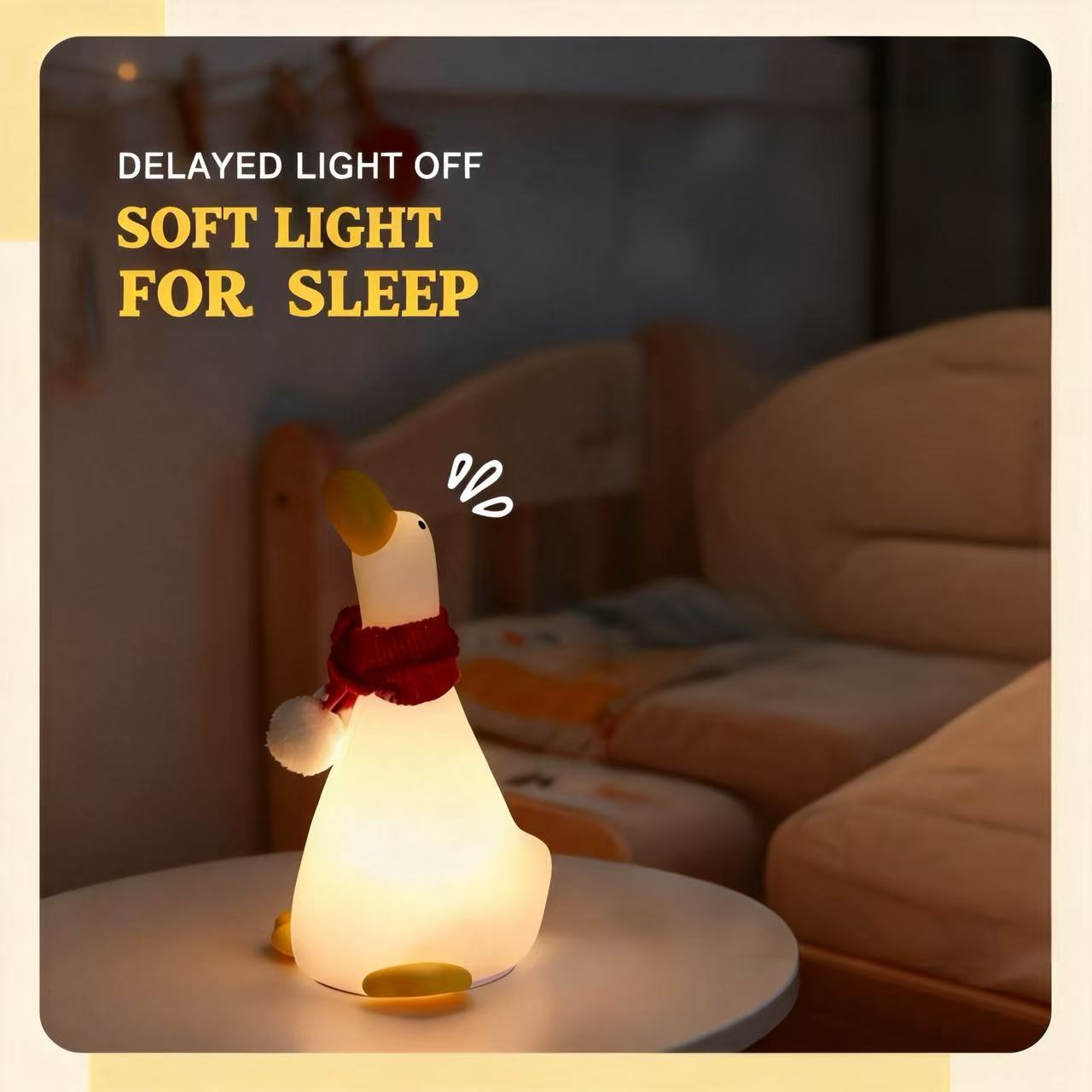 New Style Upward-Looking Duck Eye-Protecting LED Silicone Night Light, Bedside Lamp for Bedroom, Child's Sleep Companion Gif