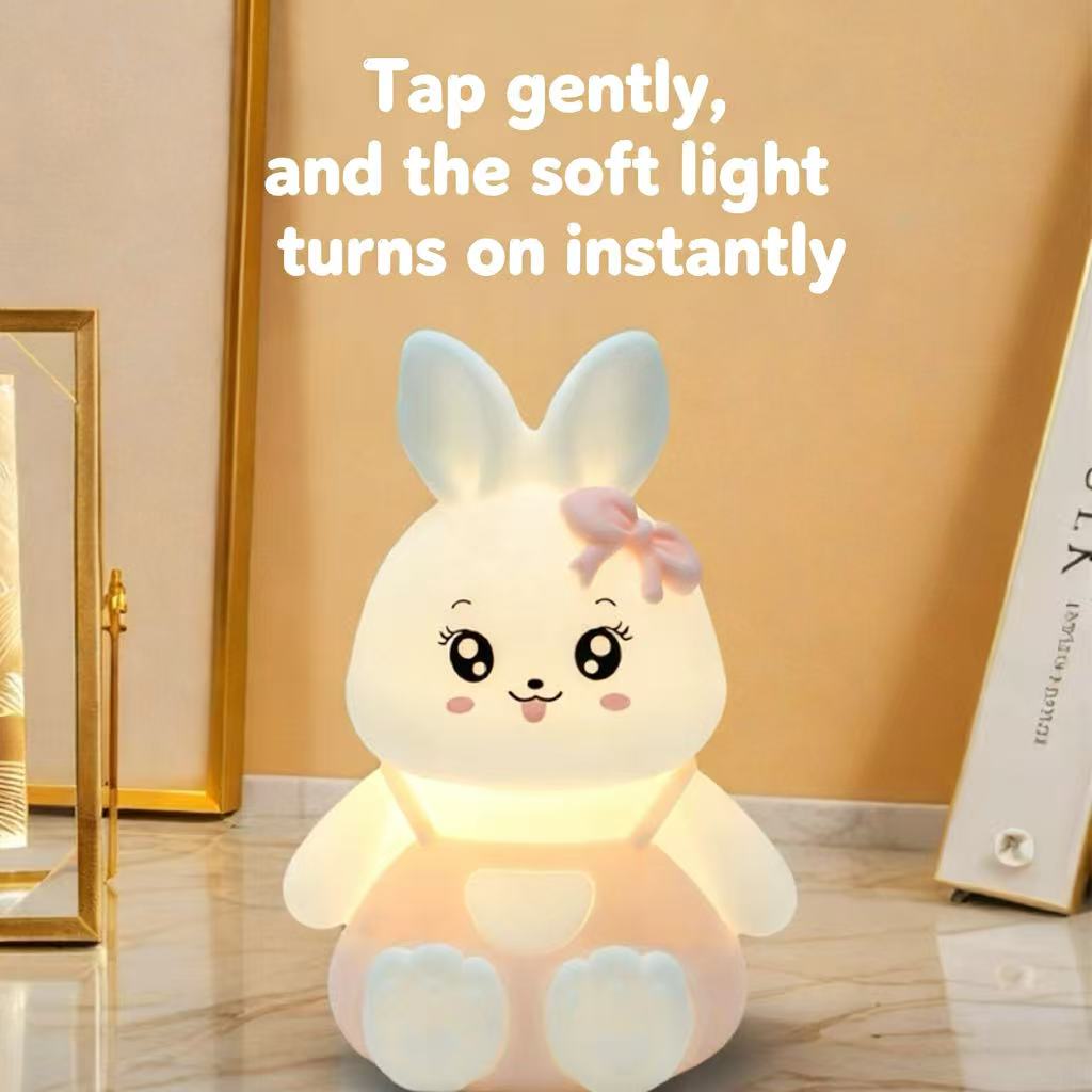 Night Light for Kids Bunny Lamp, Cute Easter Gifts for Girls,Rechargeable Baby Nursery Nightlight for Bedroom, Animal Silicone Kids Lamp Kawaii Room Decor