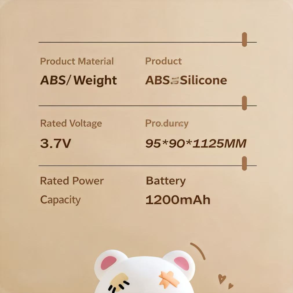 Scar Bear Night Light product parameters rechargeable battery