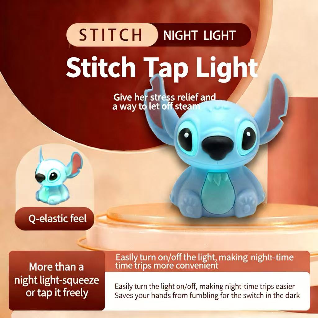 Stitch Night Light, Creative Silicone Slap Light for Bedroom, Colorful Cartoon Bedside Table Lamp for Sleep