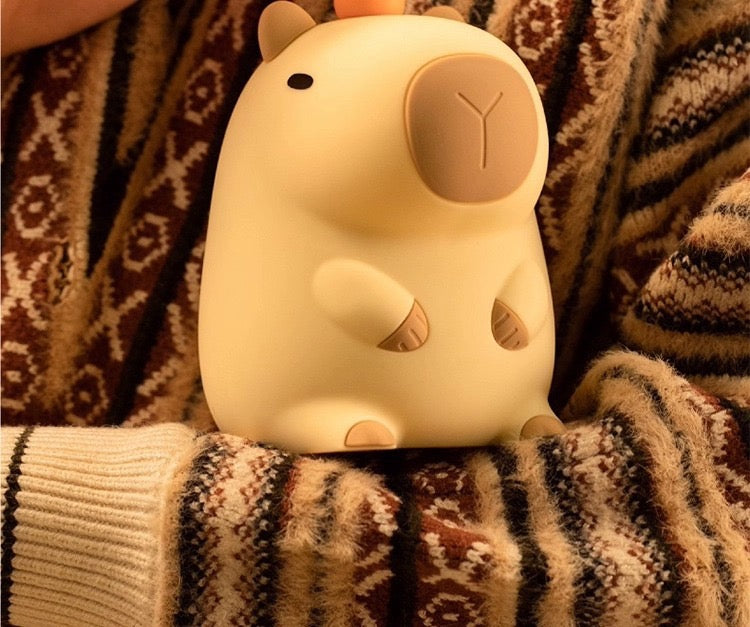 UNEEDE Cute Capybara Night Light, Novelty Animal Silicone Nursery Night Light Rechargeable Table Bedside Lamp with Touch Sensor for Bedroom Living Room Squishy Capybara Stuff Boys Girls Gifts