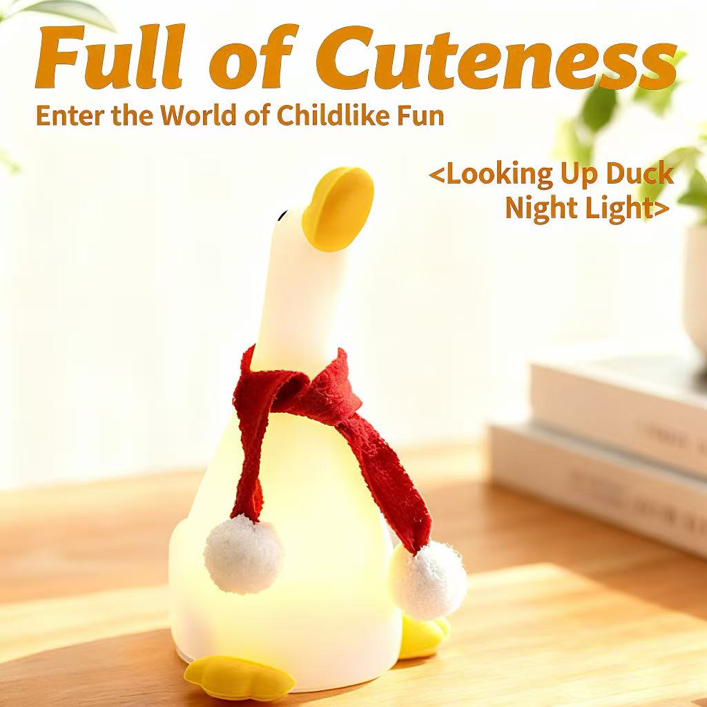 New Style Upward-Looking Duck Eye-Protecting LED Silicone Night Light, Bedside Lamp for Bedroom, Child's Sleep Companion Gif