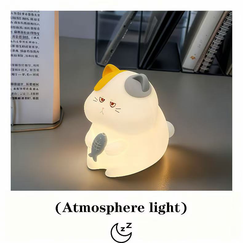 Greedy Cat Slapping Lamp Silicone Seven-Color Night Light Bedside Bedroom Companion Table Lamp Birthday Gift Cross-border Purchase