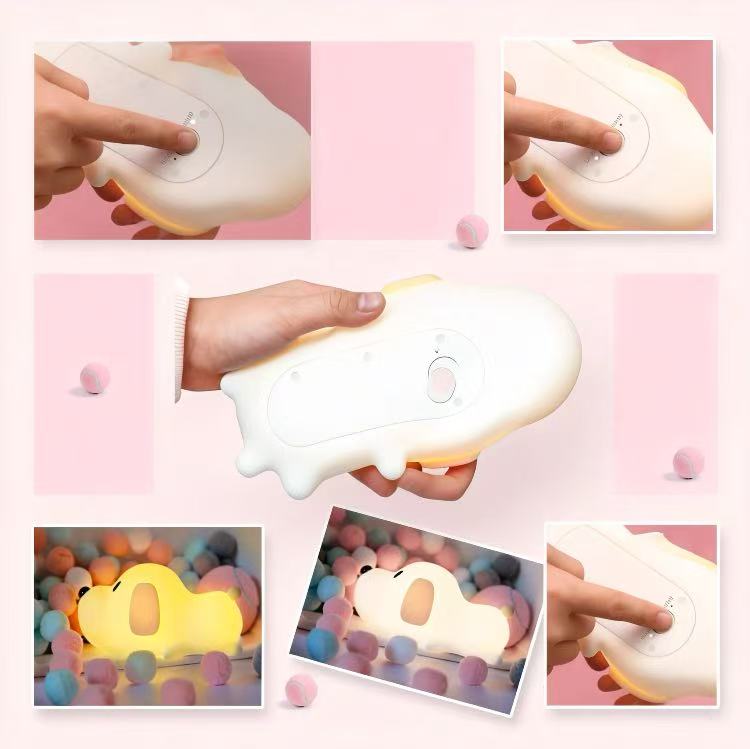 HAPPYBAG Kids Night Light,Cute Soft Silicone Dog Lamp Dimmable Nursery Portable Puppy Kawaii Lamps,Bedside Lamp for Baby and Toddler,Boy Girls