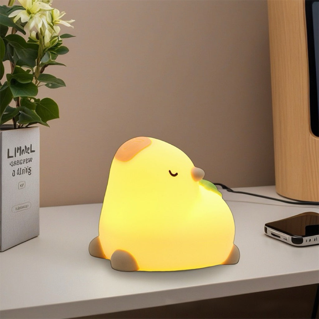 UNEEDE Cute Capybara Night Light, Novelty Animal Silicone Nursery Night Light Rechargeable Table Bedside Lamp with Touch Sensor for Bedroom Living Room Squishy Capybara Stuff Boys Girls Gifts