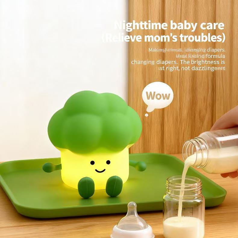 Fruit night light used on a bedside tray for soft nighttime care