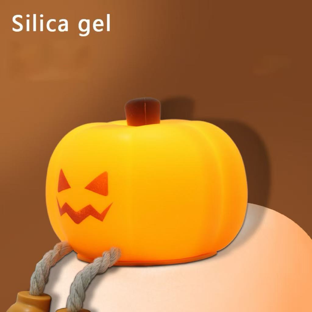 Halloween Silicone Pumpkin Night Light, Halloween Bedside Cartoon Atmosphere Light, Soft Light Sleep Eye-Friendly Night Light
